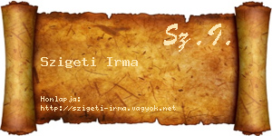 Szigeti Irma névjegykártya